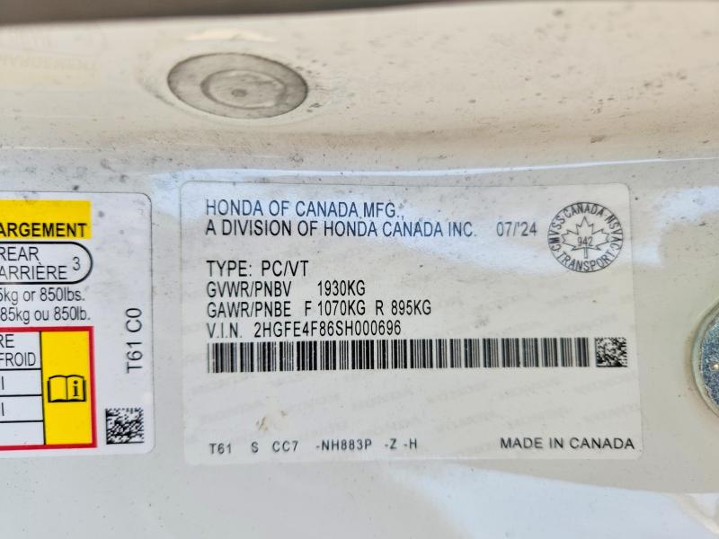 Продажа на аукционе авто 2025 Honda Civic, vin: 2HGFE4F86SH000696, номер лота: 56429656