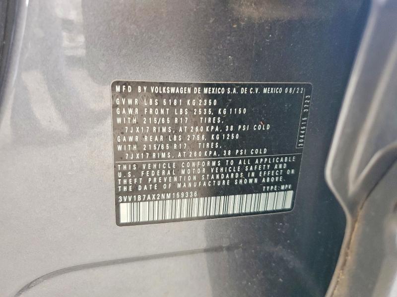 Aukcja sprzedaży 2022 Volkswagen Tiguan, vin: 3VV1B7AX2NM159336, numer aukcji: 58564186
