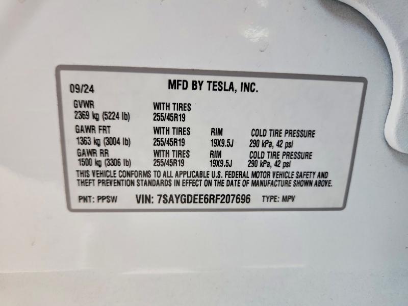 Продажа на аукционе авто 2024 Tesla Model Y, vin: 7SAYGDEE6RF207696, номер лота: 55980786