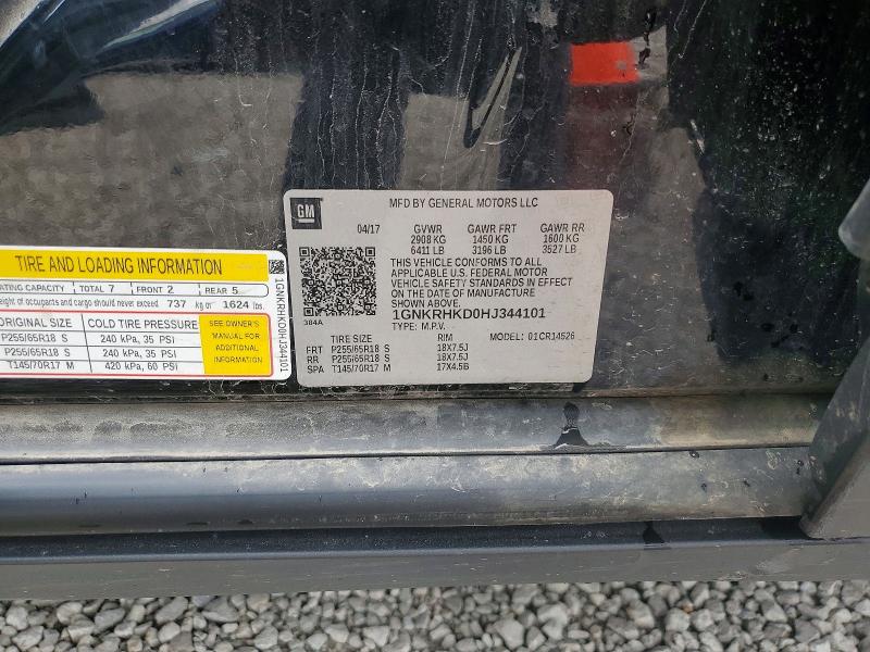 Продажа на аукционе авто 2017 Chevrolet Traverse, vin: 1GNKRHKD0HJ344101, номер лота: 56947086