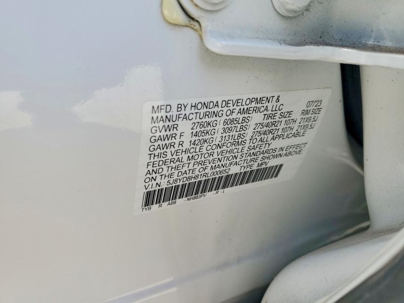 2024 Acura Mdx მანქანა იყიდება აუქციონზე, vin: 5J8YD8H81RL000652, აუქციონის ნომერი: 57184896