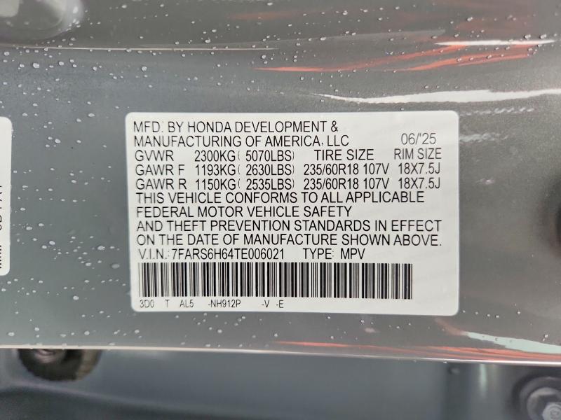 2026 Honda Cr-v მანქანა იყიდება აუქციონზე, vin: 7FARS6H64TE006021, აუქციონის ნომერი: 58965646