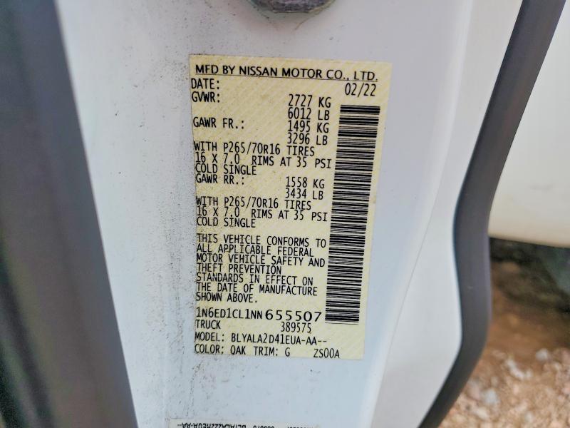 58236096 :رقم المزاد ، 1N6ED1CL1NN655507 vin ، 2022 Nissan Frontier مزاد بيع