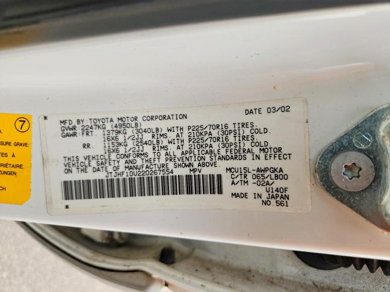 2002 Lexus Rx მანქანა იყიდება აუქციონზე, vin: JTJHF10U220267554, აუქციონის ნომერი: 58977336