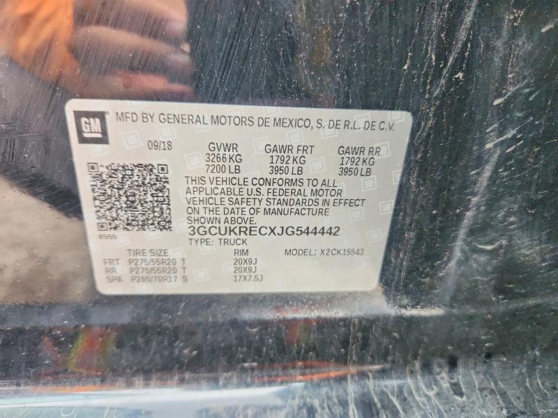 2018 Chevrolet Silverado მანქანა იყიდება აუქციონზე, vin: 3GCUKRECXJG544442, აუქციონის ნომერი: 55702296