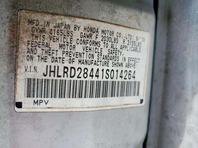 56639186 :رقم المزاد ، JHLRD28441S014264 vin ، 2001 Honda Cr-v مزاد بيع