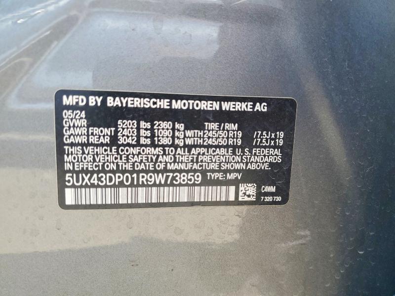 55802776 :رقم المزاد ، 5UX43DP01R9W73859 vin ، 2024 Bmw X3 مزاد بيع