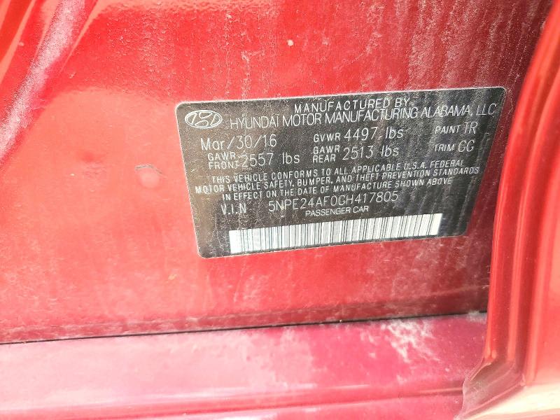 Aukcja sprzedaży 2016 Hyundai Sonata, vin: 5NPE24AF0GH417805, numer aukcji: 57626646
