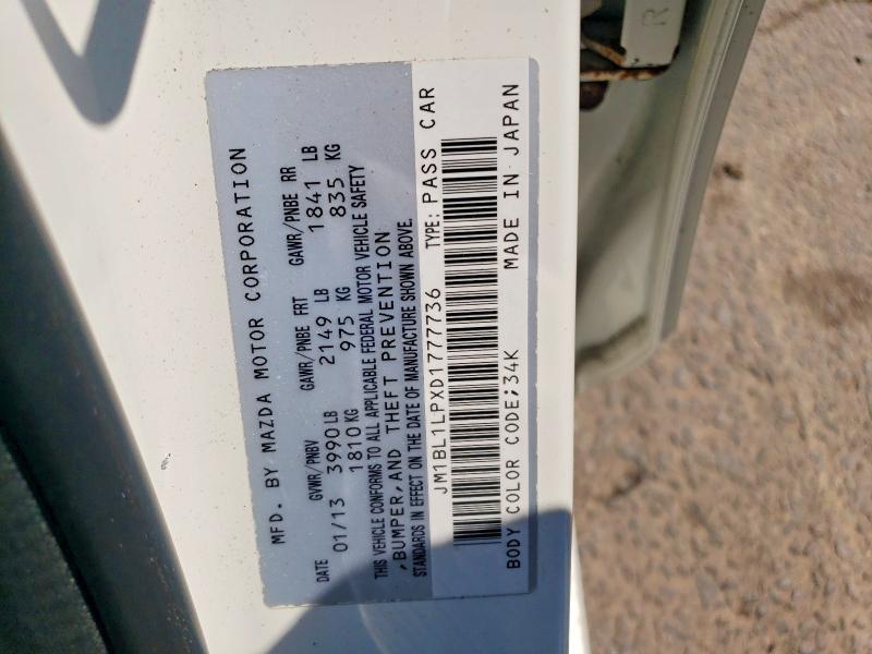 2013 Mazda 3 მანქანა იყიდება აუქციონზე, vin: JM1BL1LPXD1777736, აუქციონის ნომერი: 57605926