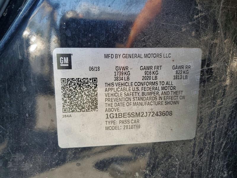 Продажа на аукционе авто 2018 Chevrolet Cruze, vin: 1G1BE5SM2J7243608, номер лота: 57078406