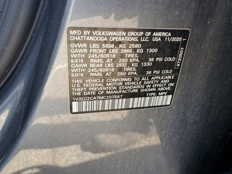 Aukcja sprzedaży 2021 Volkswagen Atlas Cross Sport, vin: 1V2LC2CA7MC207587, numer aukcji: 56579966