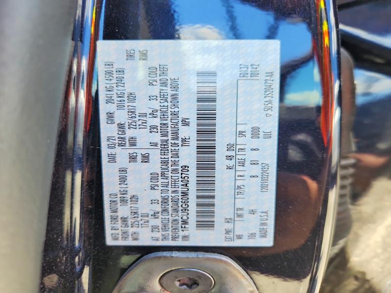 57246556 :رقم المزاد ، 1FMCU9G60MUA05709 vin ، 2021 Ford Escape مزاد بيع