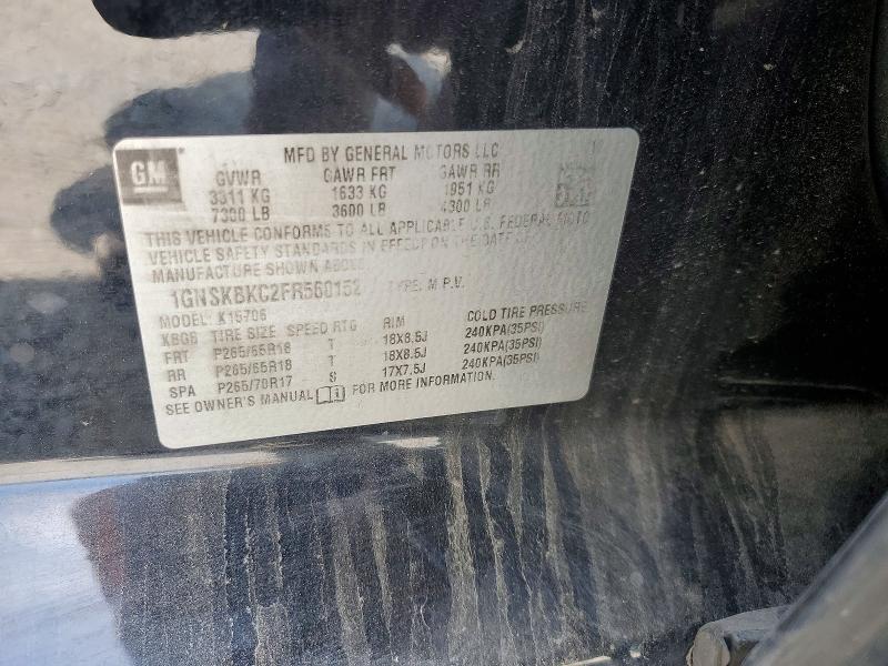 57385226 :رقم المزاد ، 1GNSKBKC2FR560152 vin ، 2015 Chevrolet Tahoe مزاد بيع