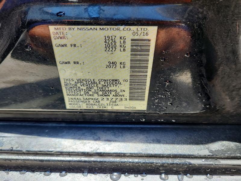 2016 Nissan Altima მანქანა იყიდება აუქციონზე, vin: 1N4AL3APXGC237733, აუქციონის ნომერი: 59231206
