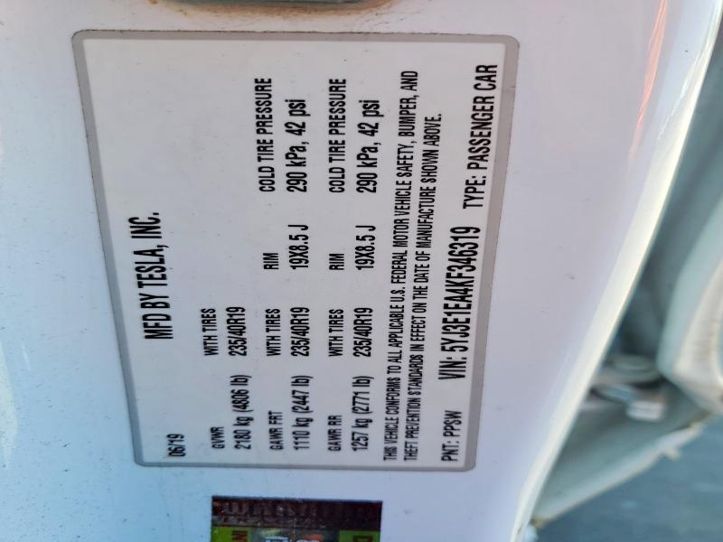 Продажа на аукционе авто 2019 Tesla Model 3, vin: 5YJ3E1EA4KF346319, номер лота: 56541256