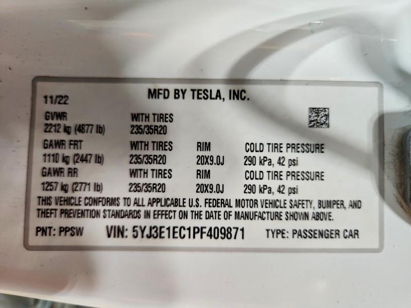 Aukcja sprzedaży 2023 Tesla Model 3, vin: 5YJ3E1EC1PF409871, numer aukcji: 55747566