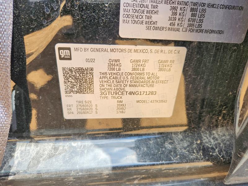 56403916 :رقم المزاد ، 3GTU9CET4NG171283 vin ، 2022 Gmc Sierra Limited مزاد بيع