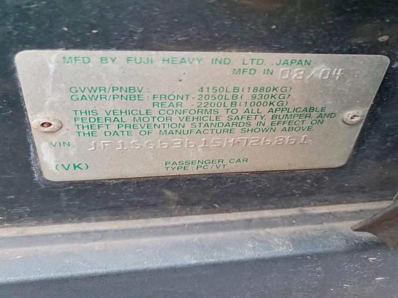 58149106 :رقم المزاد ، JF1SG63615H726861 vin ، 2005 Subaru Other مزاد بيع
