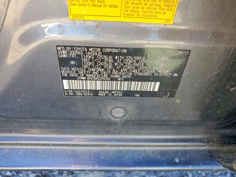 Aukcja sprzedaży 2011 Toyota Rav4, vin: JTMWF4DV2B5039068, numer aukcji: 57561736