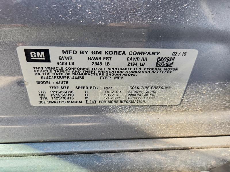 Продаж на аукціоні авто 2015 Buick Encore, vin: KL4CJFSB9FB144455, номер лоту: 57737066