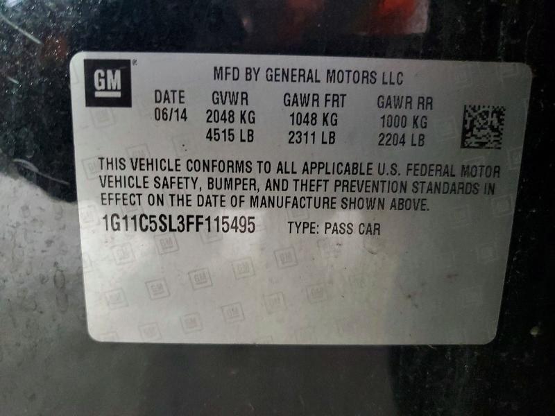 2015 Chevrolet Malibu მანქანა იყიდება აუქციონზე, vin: 1G11C5SL3FF115495, აუქციონის ნომერი: 59314106