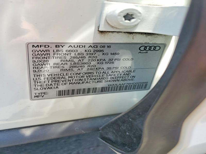 55895516 :رقم المزاد ، WA1LAAF76HD025889 vin ، 2017 Audi Q7 مزاد بيع