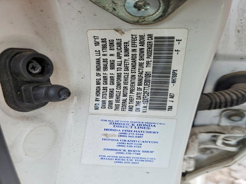 Aukcja sprzedaży 2018 Honda Civic, vin: 19XFC2F77JE001091, numer aukcji: 59217166