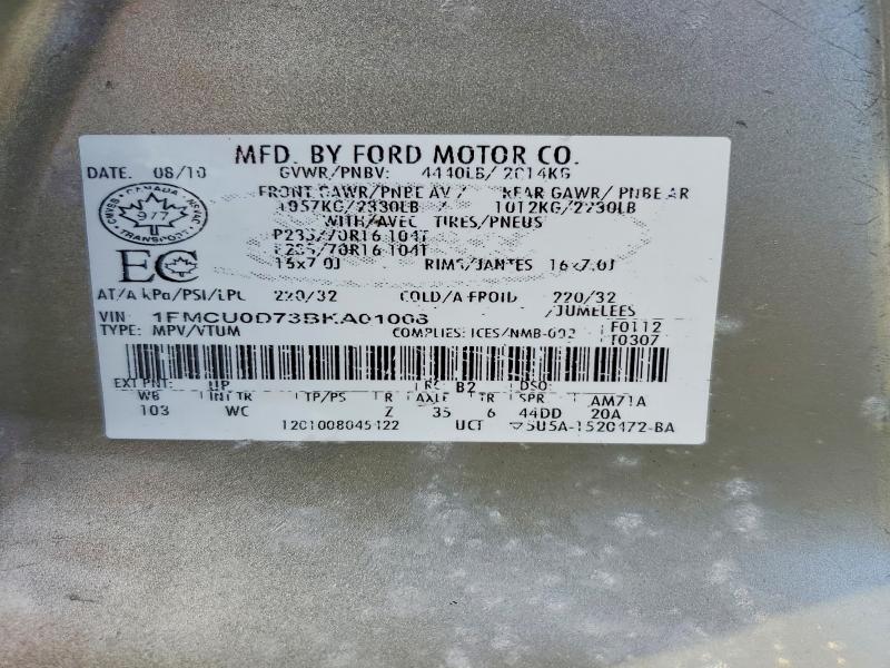 Aukcja sprzedaży 2011 Ford Escape, vin: 1FMCU0D73BKA01008, numer aukcji: 57992376