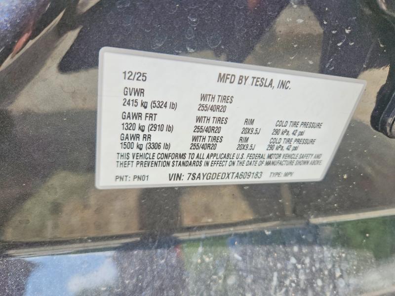 2026 Tesla Model Y მანქანა იყიდება აუქციონზე, vin: 7SAYGDEDXTA609183, აუქციონის ნომერი: 56503286