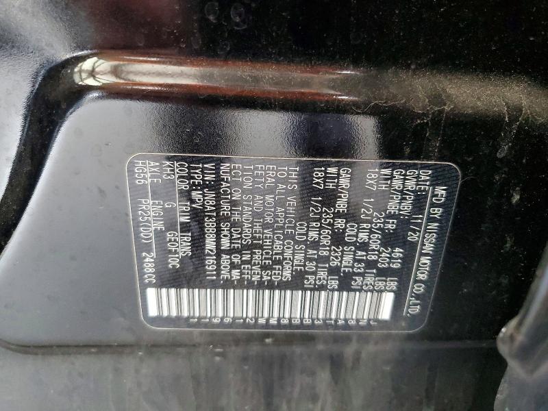 Aukcja sprzedaży 2021 Nissan Rogue, vin: JN8AT3BB8MW216911, numer aukcji: 56715146