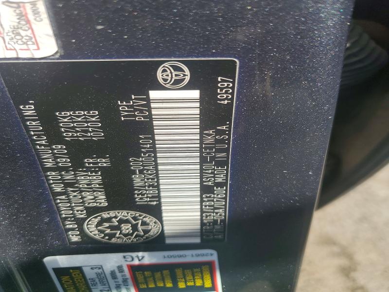 2010 Toyota Camry მანქანა იყიდება აუქციონზე, vin: 4T1BF3EK6AU051401, აუქციონის ნომერი: 55600266