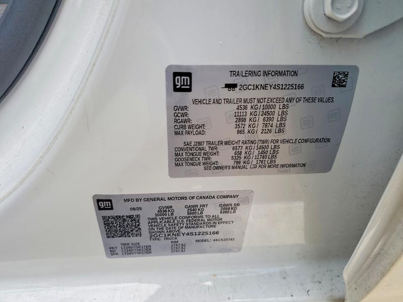 2025 Chevrolet Silverado მანქანა იყიდება აუქციონზე, vin: 2GC1KNEY4S1225166, აუქციონის ნომერი: 56351986