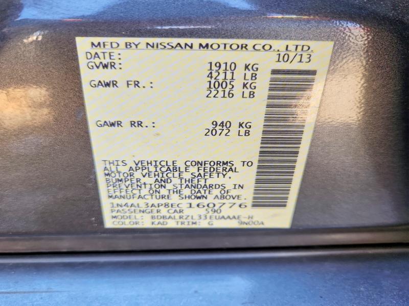 Продажа на аукционе авто 2014 Nissan Altima, vin: 1N4AL3AP8EC160776, номер лота: 56155636