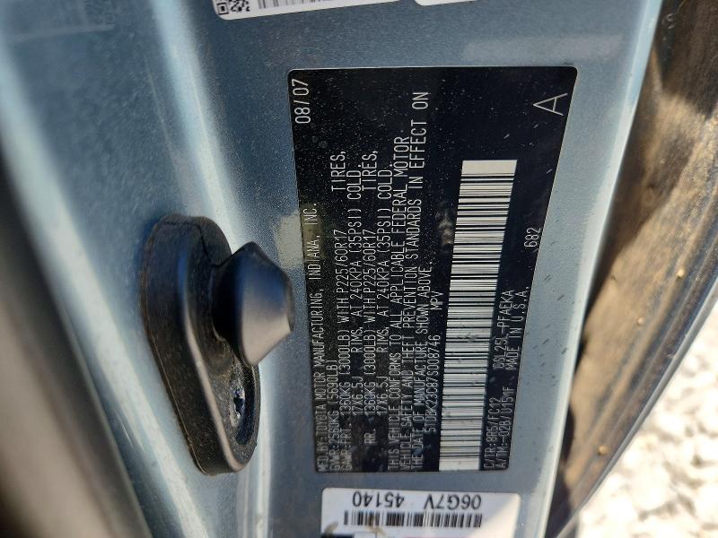 Продаж на аукціоні авто 2007 Toyota Sienna, vin: 5TDBK23C87S008746, номер лоту: 55872576