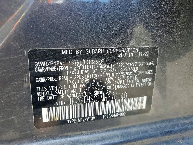 Продаж на аукціоні авто 2021 Subaru Crosstrek, vin: JF2GTHSC1MH676140, номер лоту: 57416366