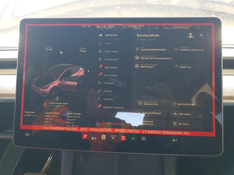 Продажа на аукционе авто 2022 Tesla Model Y, vin: 7SAYGAEE9NF559390, номер лота: 58909856