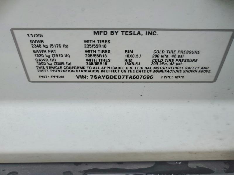 Продаж на аукціоні авто 2026 Tesla Model Y, vin: 7SAYGDED7TA607696, номер лоту: 57346146