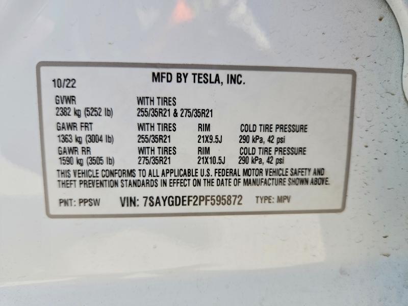 2023 Tesla Model Y მანქანა იყიდება აუქციონზე, vin: 7SAYGDEF2PF595872, აუქციონის ნომერი: 58411126