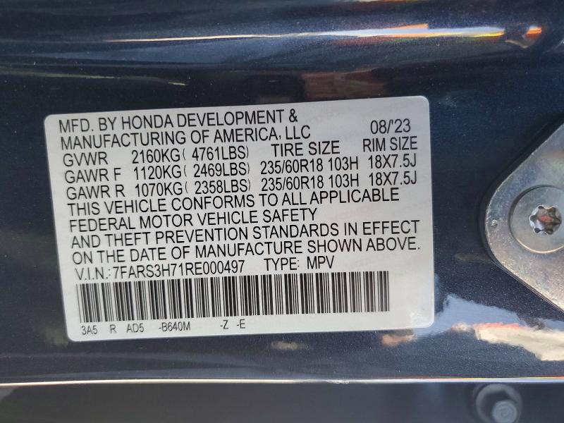 56602856 :رقم المزاد ، 7FARS3H71RE000497 vin ، 2024 Honda Cr-v مزاد بيع