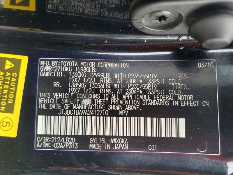 56475776 :رقم المزاد ، JTJBC1BA9A2412710 vin ، 2010 Lexus Rx مزاد بيع