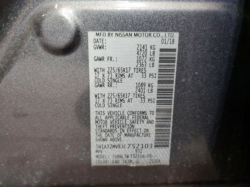 Aukcja sprzedaży 2018 Nissan Rogue, vin: 5N1AT2MV8JC752103, numer aukcji: 56401596