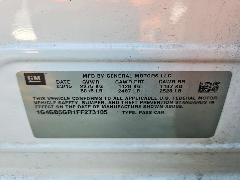 2015 Buick Lacrosse მანქანა იყიდება აუქციონზე, vin: 1G4GB5GR1FF273105, აუქციონის ნომერი: 56173336