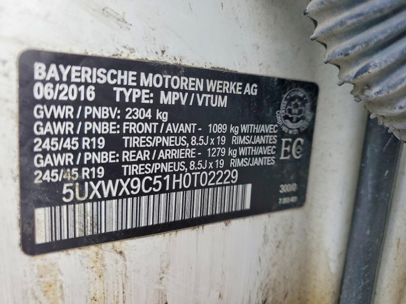 Aukcja sprzedaży 2017 Bmw X3, vin: 5UXWX9C51H0T02229, numer aukcji: 55985616