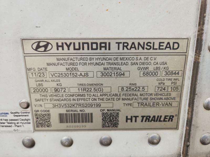 Продаж на аукціоні авто 2024 Hyundai Translead Inc Trailers, vin: 3H3V532K7RS209199, номер лоту: 54109846