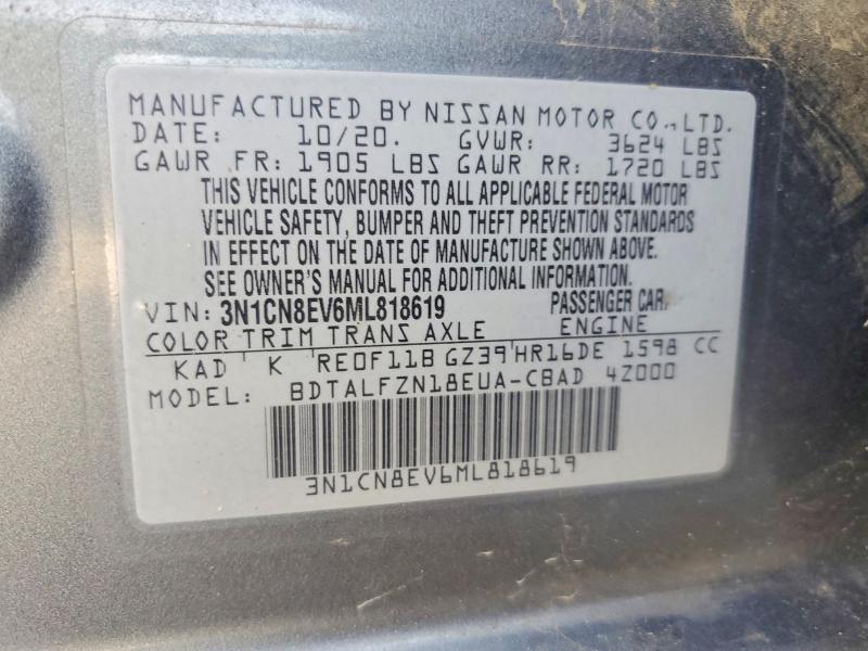 Aukcja sprzedaży 2021 Nissan Versa, vin: 3N1CN8EV6ML818619, numer aukcji: 55416306