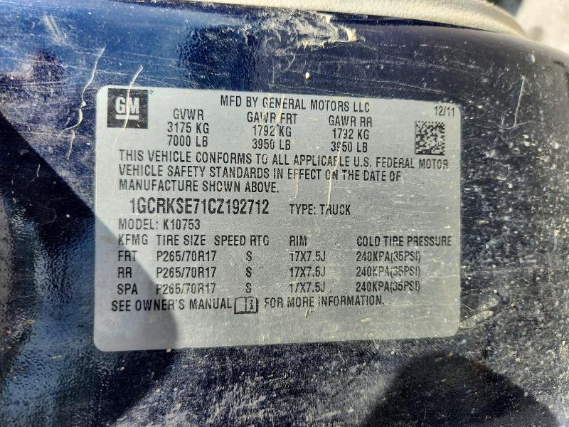 Продаж на аукціоні авто 2012 Chevrolet Silverado, vin: 1GCRKSE71CZ192712, номер лоту: 55824206