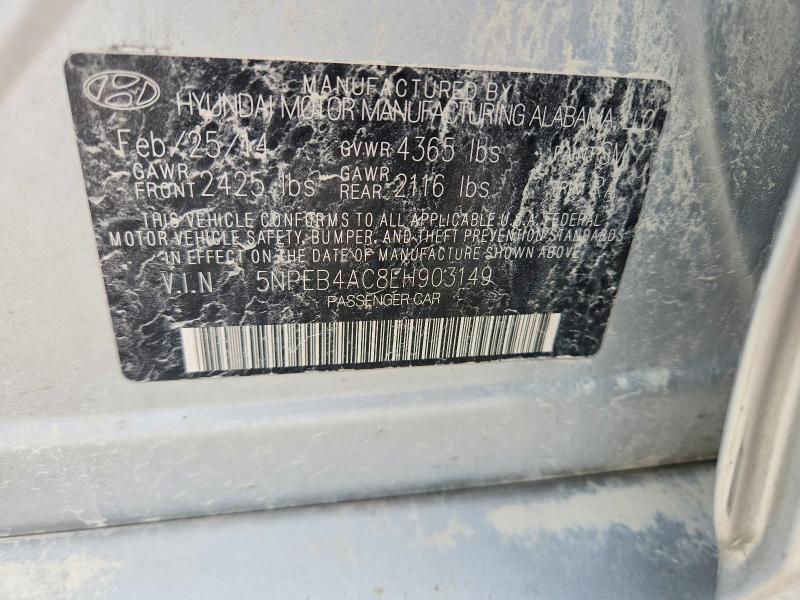 58578486 :رقم المزاد ، 5NPEB4AC8EH903149 vin ، 2014 Hyundai Sonata مزاد بيع