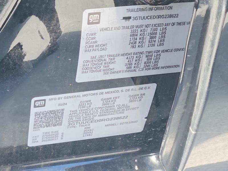 Продажа на аукционе авто 2024 Gmc Sierra, vin: 3GTUUCED0RG238622, номер лота: 57657826