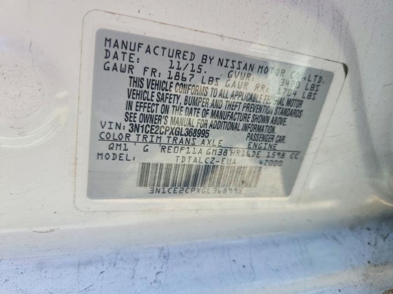 57951566 :رقم المزاد ، 3N1CE2CPXGL368995 vin ، 2016 Nissan Versa Note مزاد بيع
