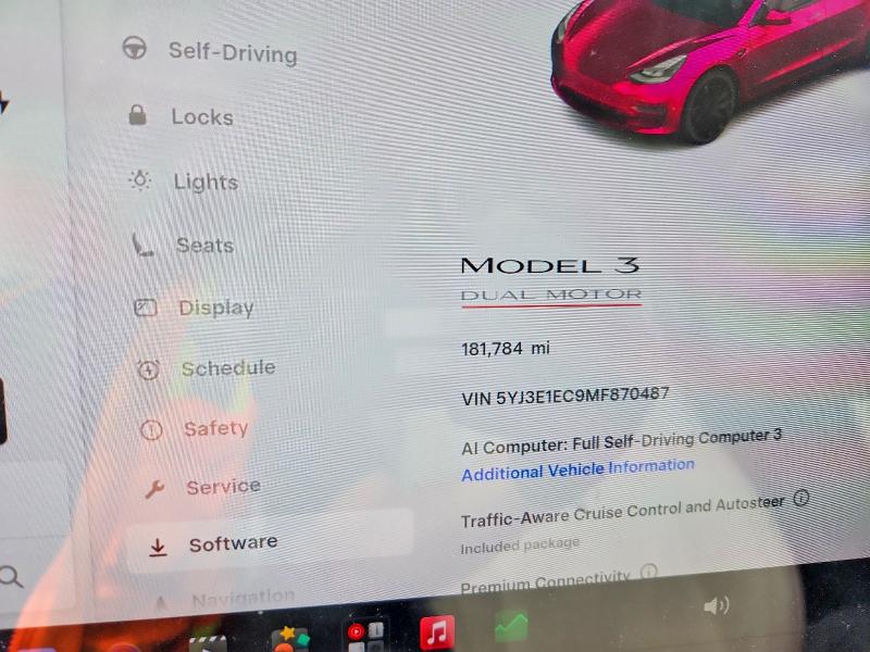 Продажа на аукционе авто 2021 Tesla Model 3, vin: 5YJ3E1EC9MF870487, номер лота: 58104446